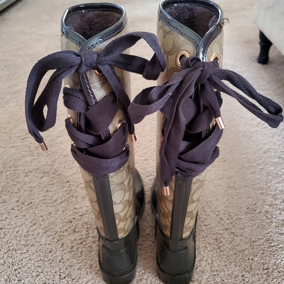 WOMENS COACH TRISTEE TALL RAIN BOOTS SIZE 36 - Picture 2 of 4